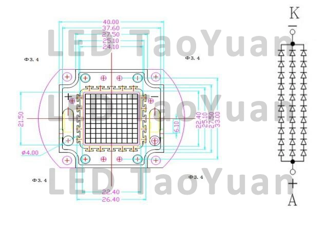 UV LED 365nm 30W COB Chip